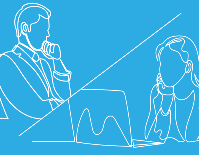 Businessman and businesswoman re-evaluating their focus